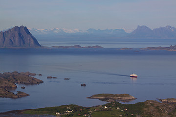 Image showing Cruise ship on norwegian coast