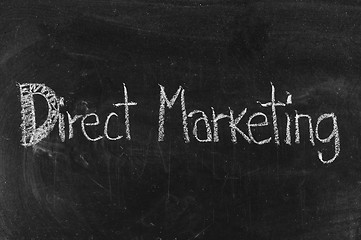 Image showing Chalk drawing -Direct Marketing word written on chalkboard 