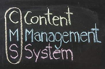 Image showing CMS,Content management system, written on the chalkboard 