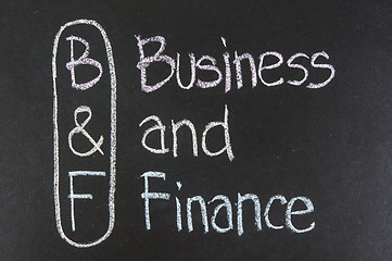 Image showing B&F acronym Business and Finance