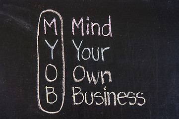Image showing MYOB acronym Mind Your Own Business