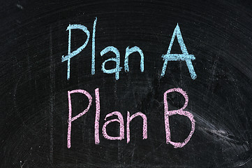 Image showing plan b strategy option alternative planning business symbol black board isolated 