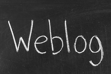 Image showing Chalk drawing - weBlog word written on chalkboard 