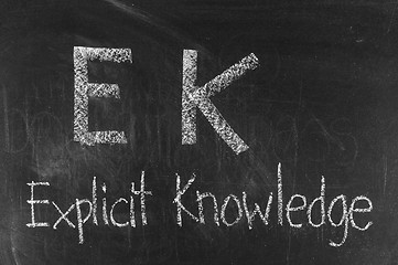 Image showing EK concept written on blackboard background high resolution 