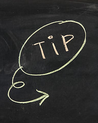 Image showing Tip word and sign drawn on the chalkboard 