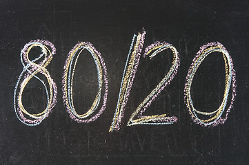 Image showing Chalk drawing - concept of eighty twenty rule 