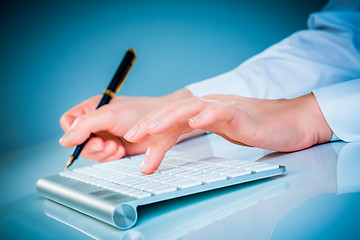 Image showing Female hands and keyboard