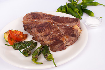 Image showing Steak with peppers