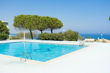 Image showing Scenic ocean view pool