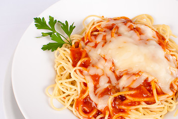 Image showing Spaghetti in tomato sauce