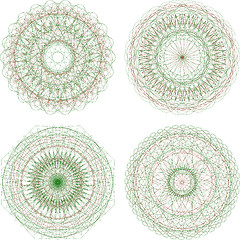 Image showing abstract green guilloche circle pattern, mandala set
