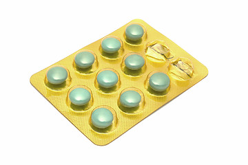 Image showing Package of green pills 