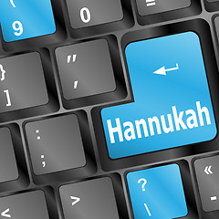 Image showing Computer keyboard with hannukah words