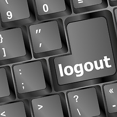 Image showing sign in or logout on internet webpage concept with keyboard key