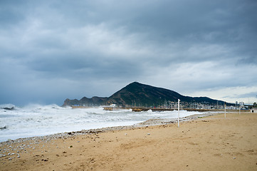 Image showing Stormy resort beach
