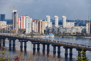 Image showing Ukraine, Kiev. Dnieper River and the bridge Paton