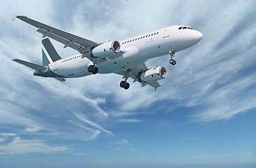 Image showing Commercial aircraft in sky