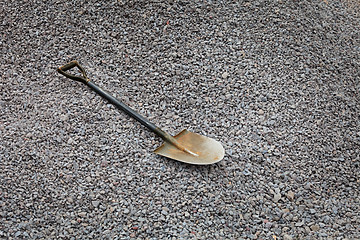 Image showing Shovel on the gravel - road works