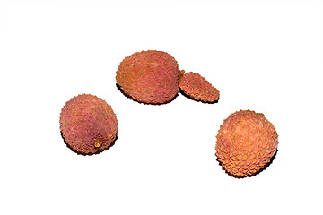 Image showing Exotic lychee fruit on white background