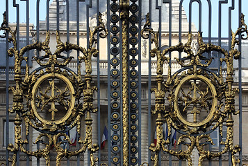 Image showing Detail of the golden gate at the justice palace in Paris