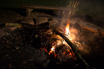 Image showing Flames of a cozy campfire