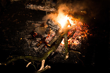 Image showing Flames of a cozy campfire