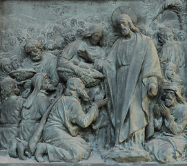 Image showing Sacre-Coeur basilica bronze door details