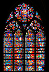 Image showing Stained glass window in Cathedral Notre Dame de Paris