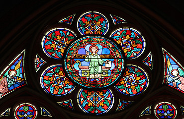 Image showing Stained glass window in Cathedral Notre Dame de Paris