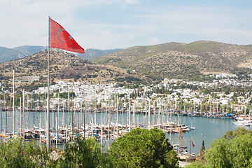 Image showing Bodrum and Turkish flag, Turkey