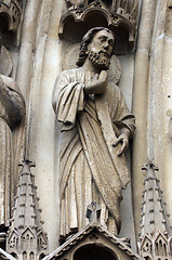 Image showing Paris, Notre-Dame cathedral, portal of the Virgin