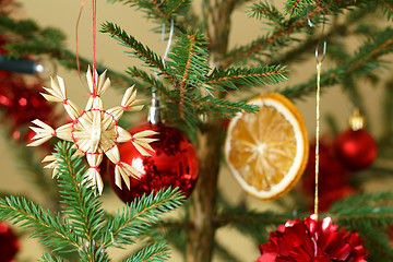 Image showing straw decoratrion on the Christmas tree