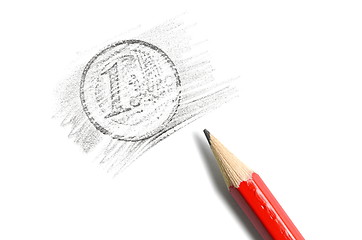 Image showing Euro Coin Drawing
