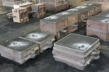 Image showing Foundry, sand molded casting, molding flasks 