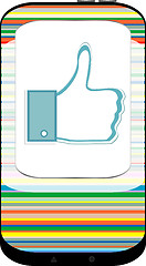 Image showing Mobile phone with Like symbol on a white background