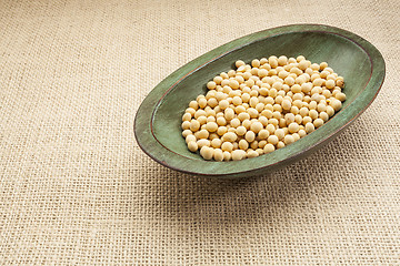 Image showing soybeans in rustic bowl