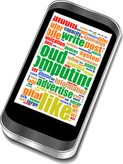 Image showing Smart phone with social media words