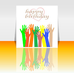 Image showing Excited hands happy birthday card design