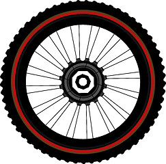 Image showing Front wheel of a mountain bike isolated on white background