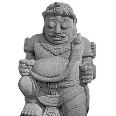 Image showing Stone statue of a warrior - guard isolated on white background