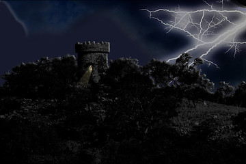 Image showing Night Scene Medieval Guard House