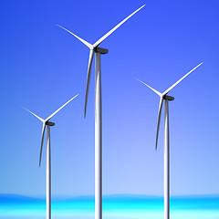 Image showing white wind turbines