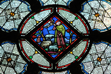 Image showing Stained glass window in La Sainte-Chapelle in Paris