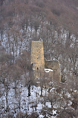 Image showing watchtower on the Georgian Military road in mountains