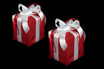 Image showing red gift box on black