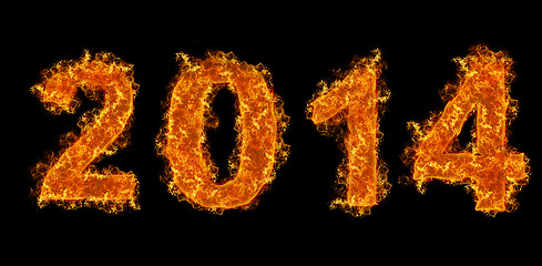 Image showing Year 2014 text on fire
