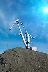 Image showing crane at heap of gravel