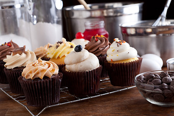 Image showing Variety of Gourmet Cupcakes