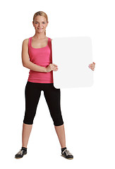 Image showing Young Woman with a Blank Board