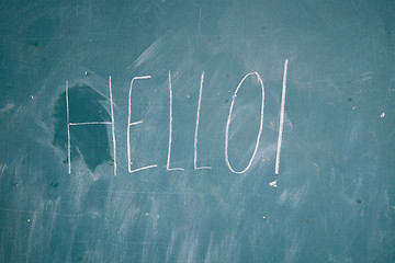 Image showing Hello written on chalkboard